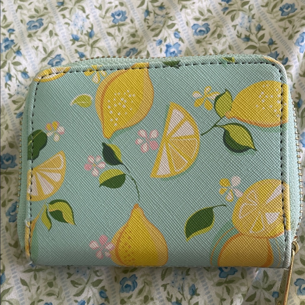 Trina Turk Lemon Print Tote bag and wallet- Blue and Yellow - Picture 11 of 16